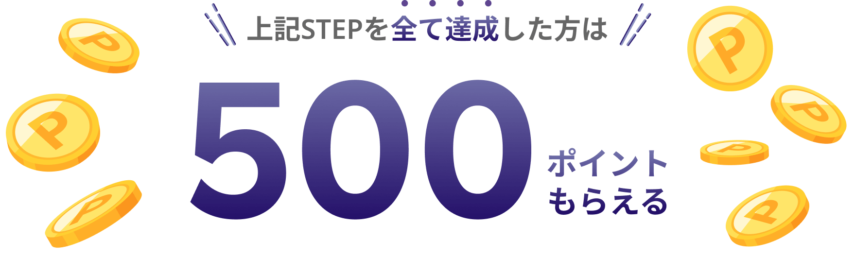 上記STEPを全て達成した方は500ポイントもらえる