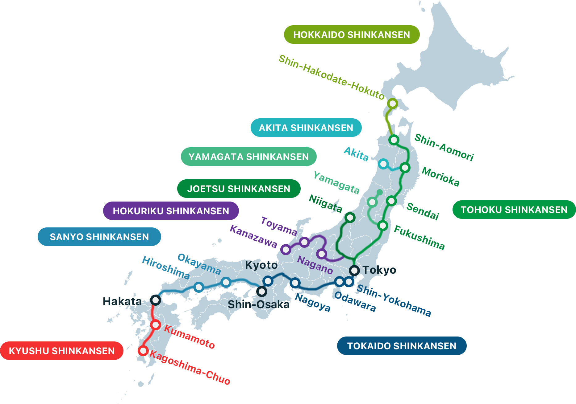 BULLET TRAIN SHINKANSEN MAP